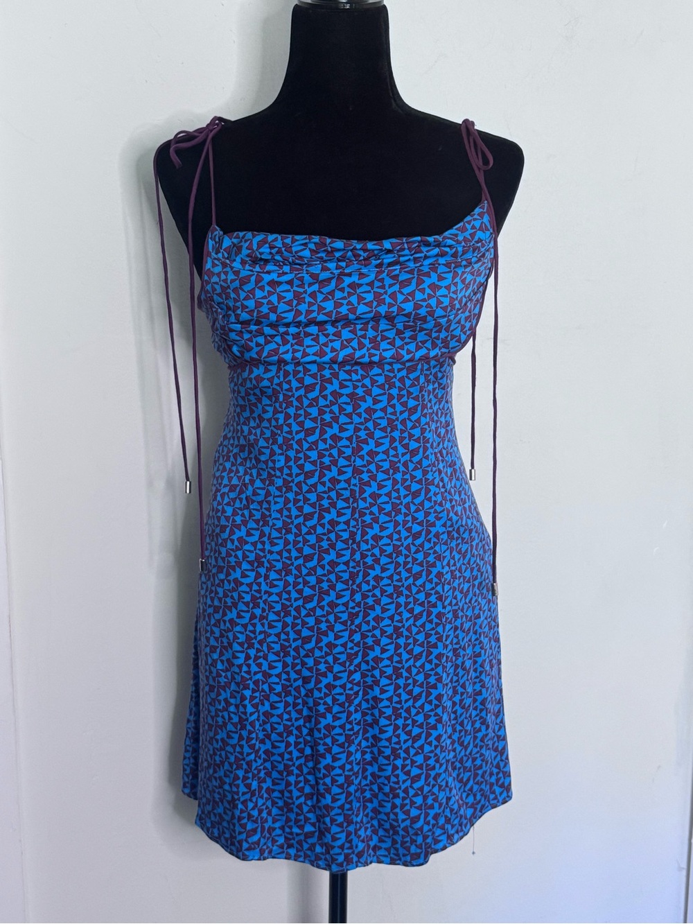 Free People Kai Print Minidress - Blue Size Small